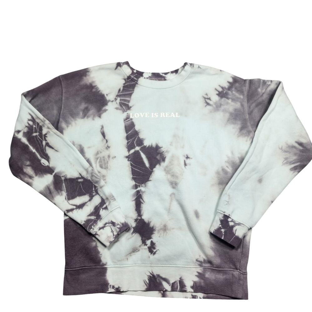 Betsey Johnson Tie Dye Love is Real Crew Neck Sweatshirt Size Med